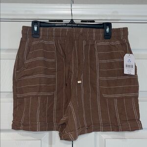 Time and Tru High Waist Brown Shorts with Stripes